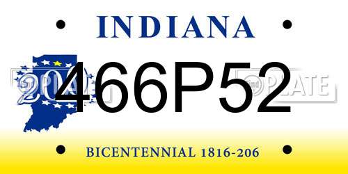 466P52 Indiana License Plate