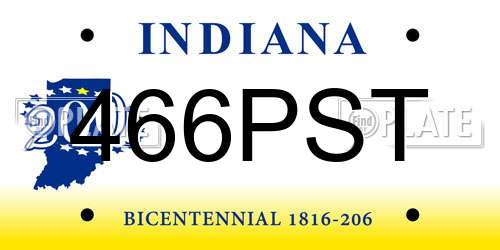 466PST Indiana License Plate