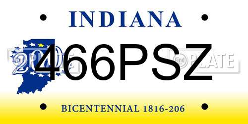 466PSZ Indiana License Plate