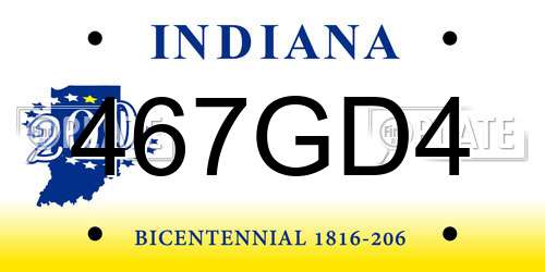 467GD4 Indiana License Plate