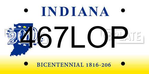 467LOP Indiana License Plate