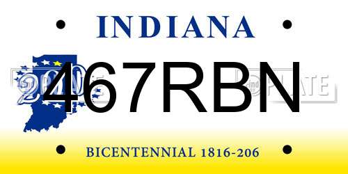 467RBN Indiana License Plate