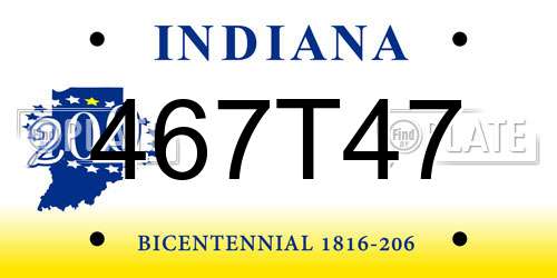 467T47 Indiana License Plate