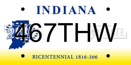 467THW Indiana License Plate