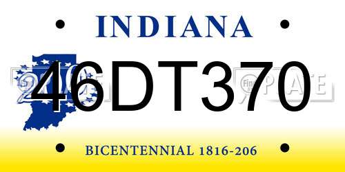 46DT370 Indiana License Plate