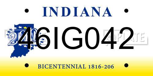 46IG042 Indiana License Plate