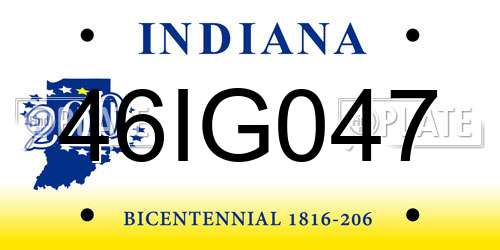 46IG047 Indiana License Plate