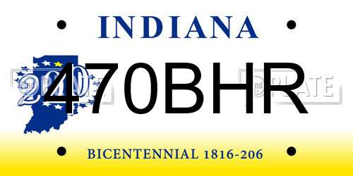 470BHR Indiana License Plate