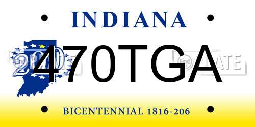 470TGA Indiana License Plate