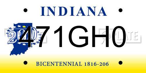 471GH0 Indiana License Plate