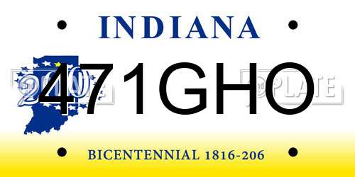 471GHO Indiana License Plate