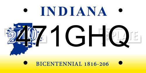 471GHQ Indiana License Plate