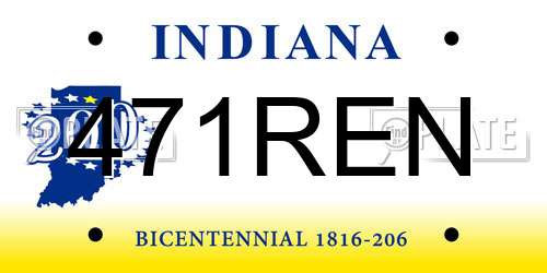 471REN Indiana License Plate