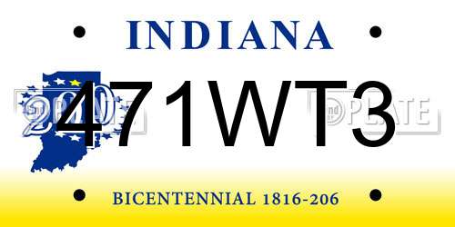 471WT3 Indiana License Plate