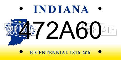 472A60 Indiana License Plate