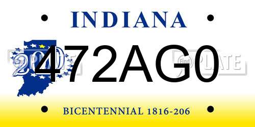 472AG0 Indiana License Plate