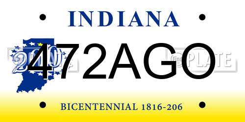 472AGO Indiana License Plate
