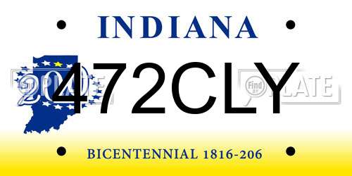 472CLY Indiana License Plate