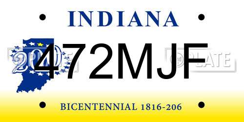 472MJF Indiana License Plate