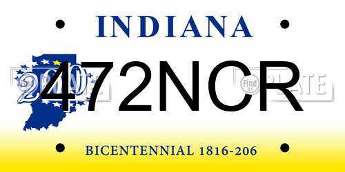 472NCR Indiana License Plate