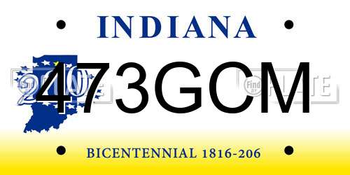 473GCM Indiana License Plate