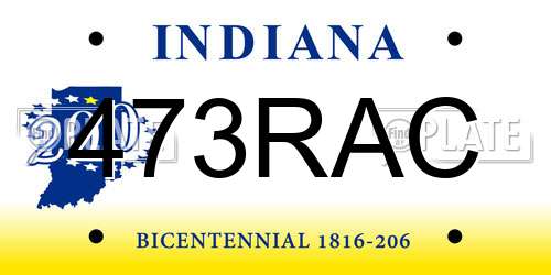 473RAC Indiana License Plate