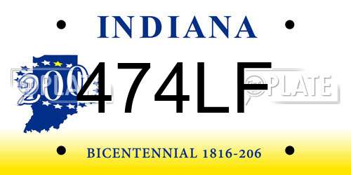 474LF Indiana License Plate