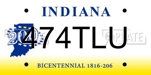 474TLU Indiana License Plate