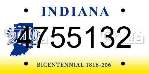 4755132 Indiana License Plate