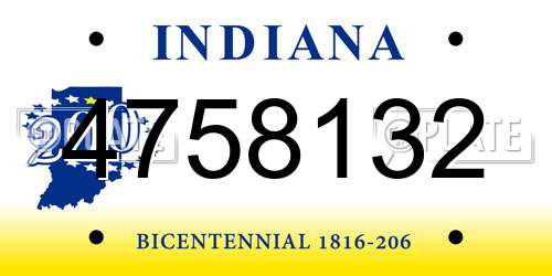 4758132 Indiana License Plate