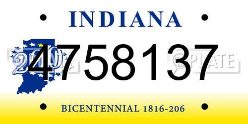 4758137 Indiana License Plate