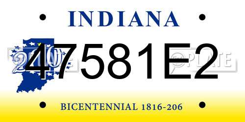 47581E2 Indiana License Plate