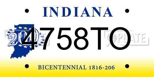 4758TO Indiana License Plate