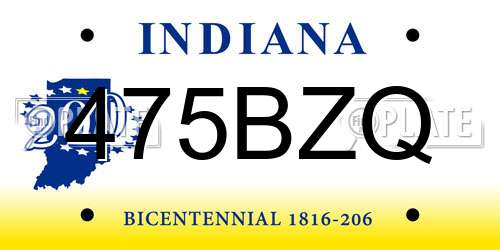 475BZQ Indiana License Plate