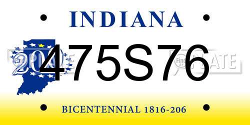 475S76 Indiana License Plate