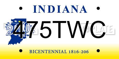 475TWC Indiana License Plate