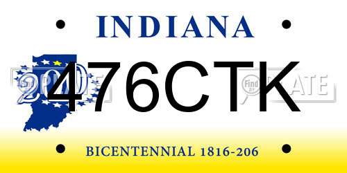 476CTK Indiana License Plate