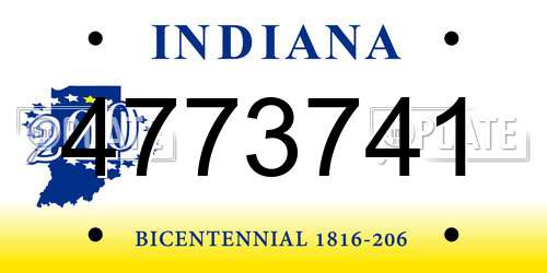 4773741 Indiana License Plate