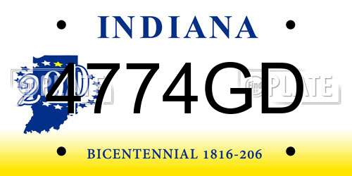4774GD Indiana License Plate