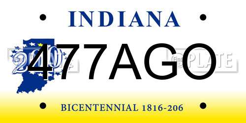 477AGO Indiana License Plate