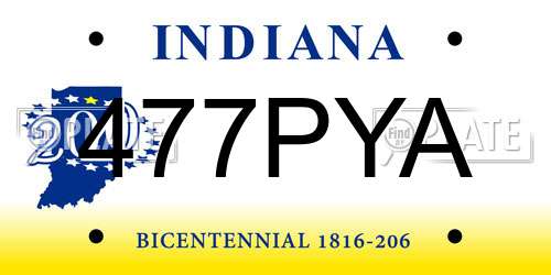 477PYA Indiana License Plate