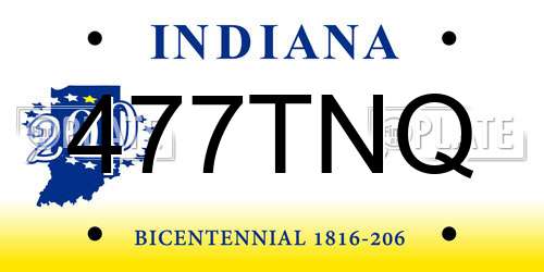 477TNQ Indiana License Plate