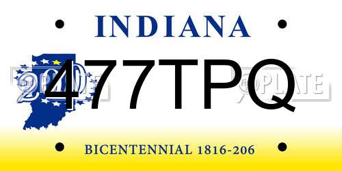 477TPQ Indiana License Plate