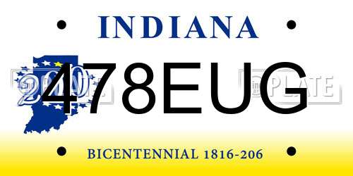 478EUG Indiana License Plate