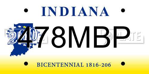 478MBP Indiana License Plate