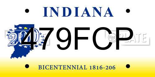 479FCP Indiana License Plate