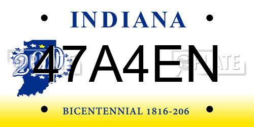 47A4EN Indiana License Plate