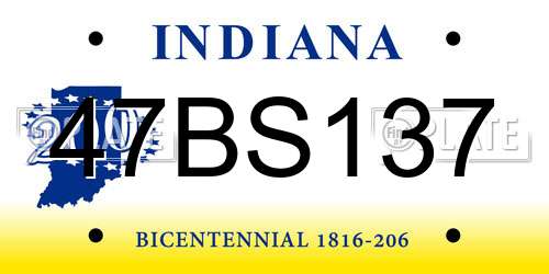 47BS137 Indiana License Plate