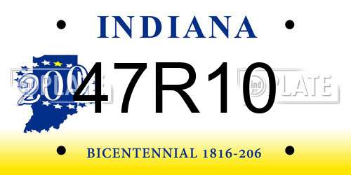 47R10 Indiana License Plate