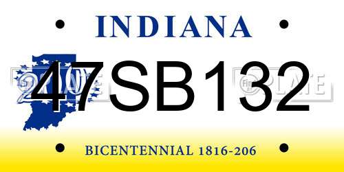 47SB132 Indiana License Plate